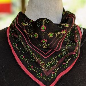Black & Red Square Sheer Silk Scarf
